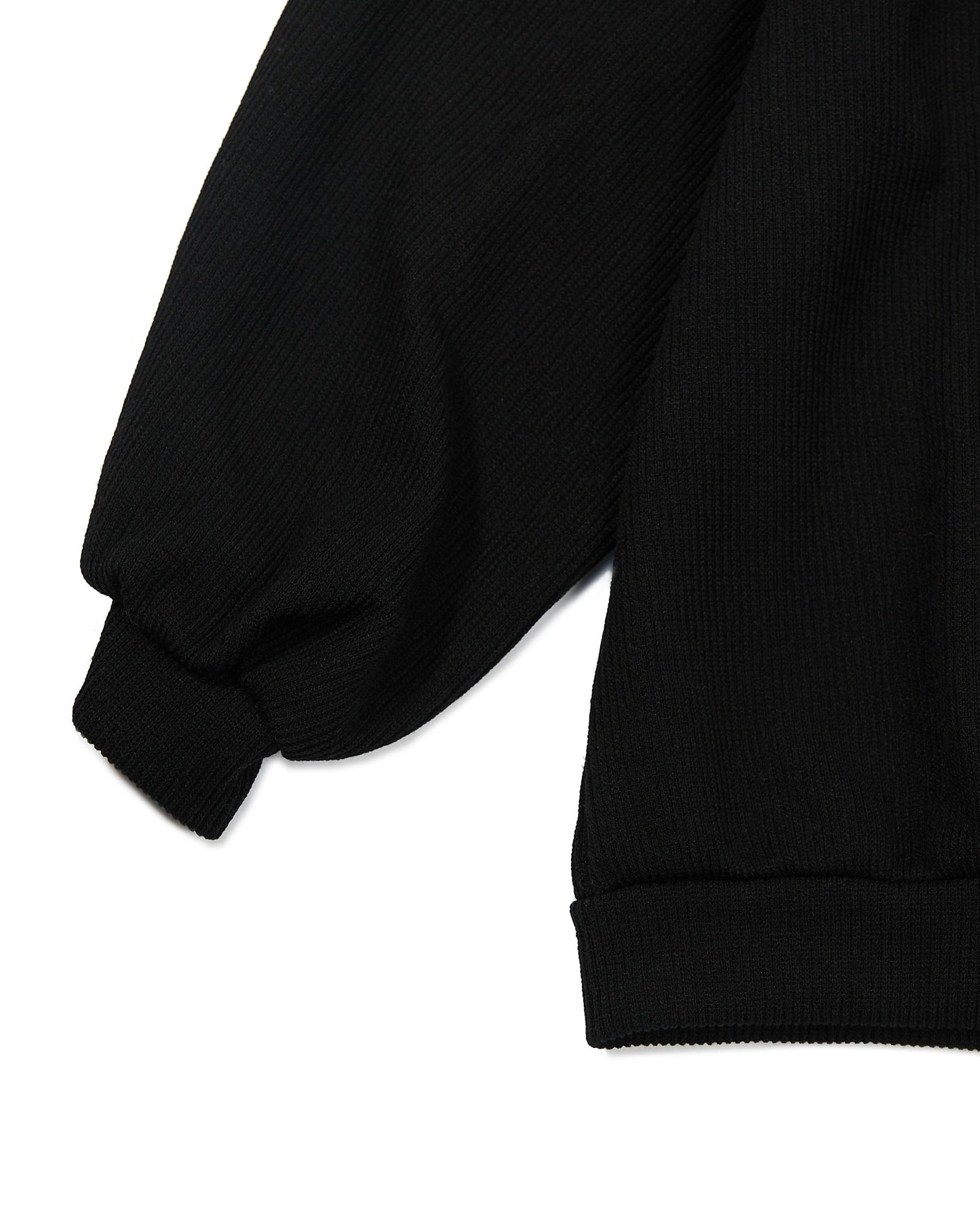 Puffed Long Sleeve Oversized Knit Top - Black