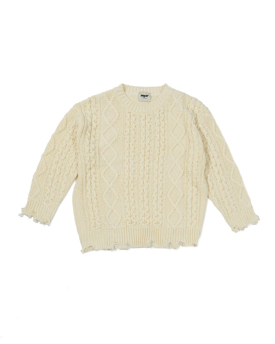 Destroyed Pullover Sweater - Cream