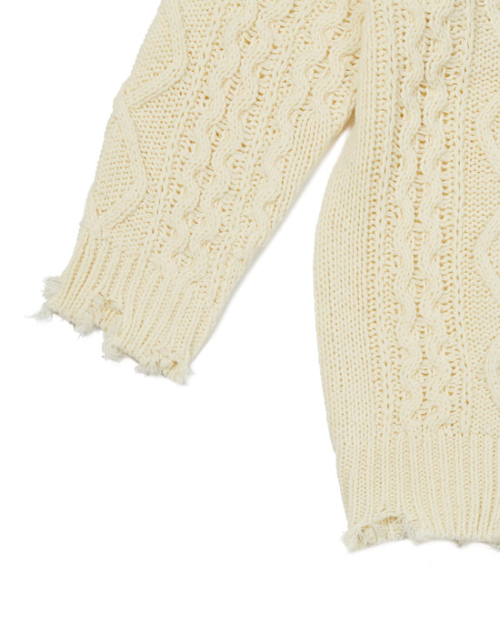 Destroyed Pullover Sweater - Cream