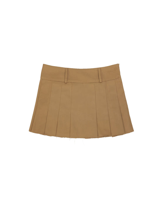 Pleated Micro Mini Skirt - Beige