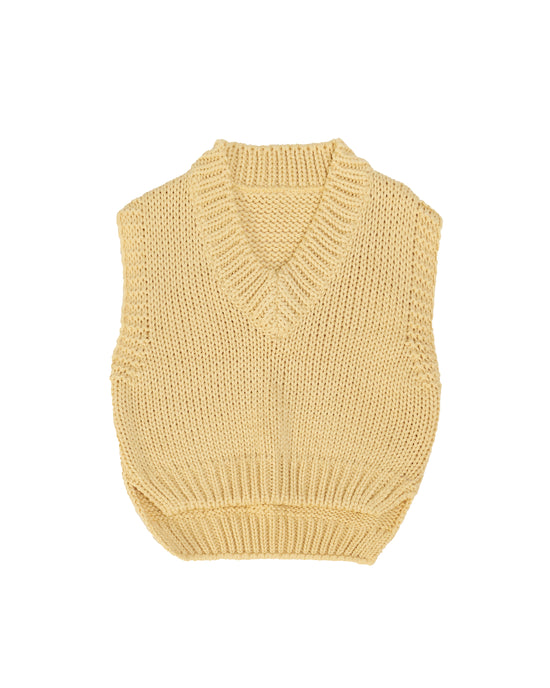 Knitted V neck Vest - Yellow