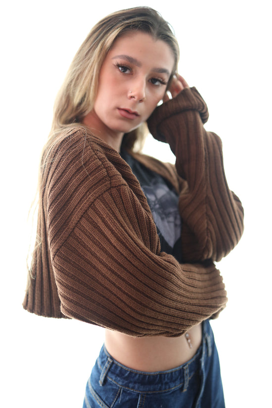 Load image into Gallery viewer, Over Sized Cropped Knit Cardigan
