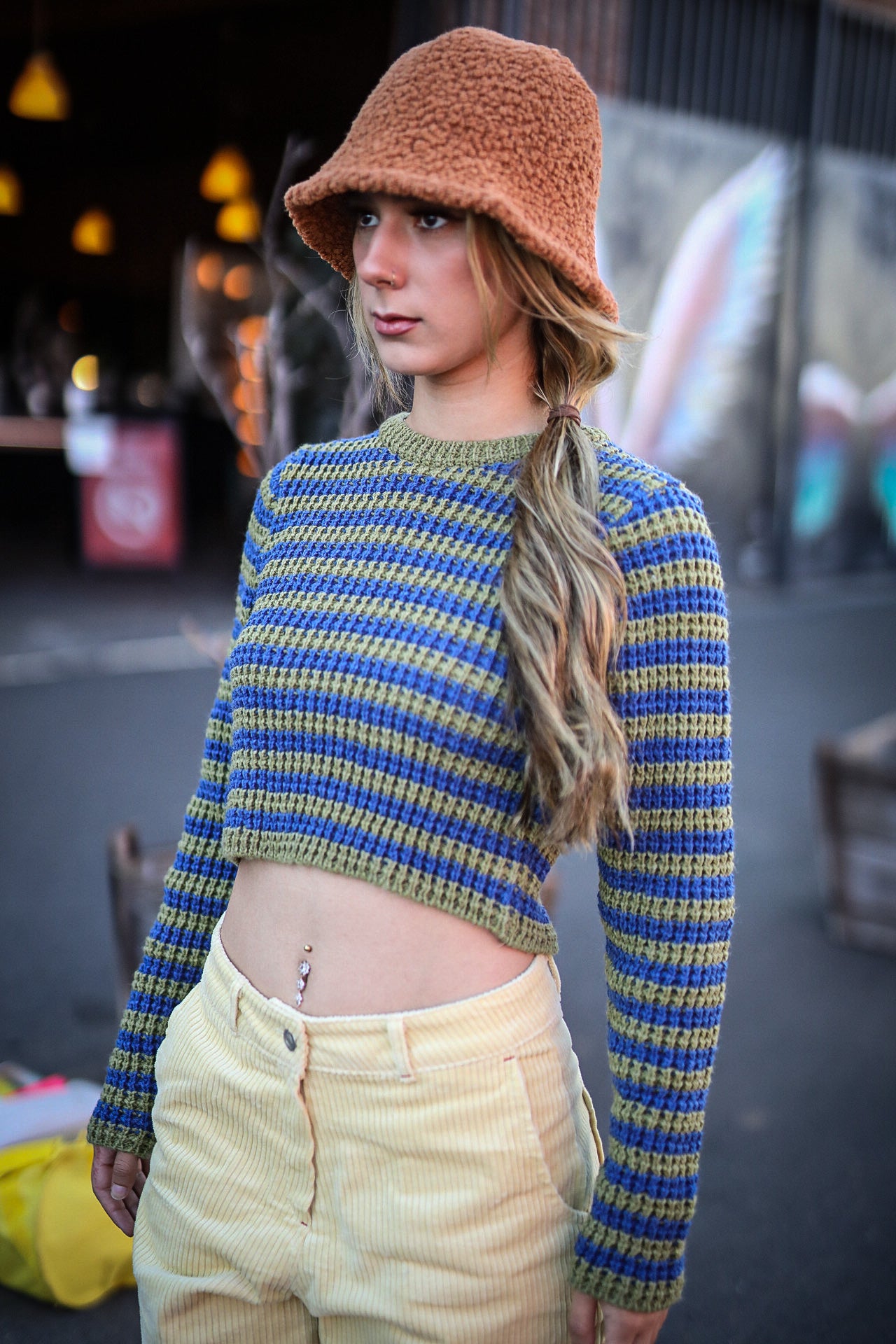 Playful Striped Cropped Sweater