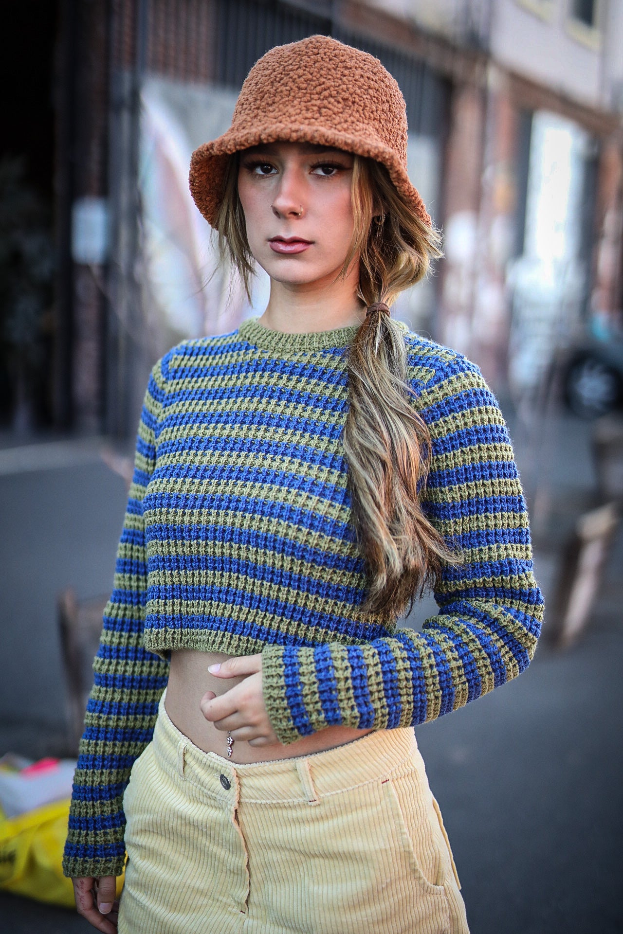 Playful Striped Cropped Sweater